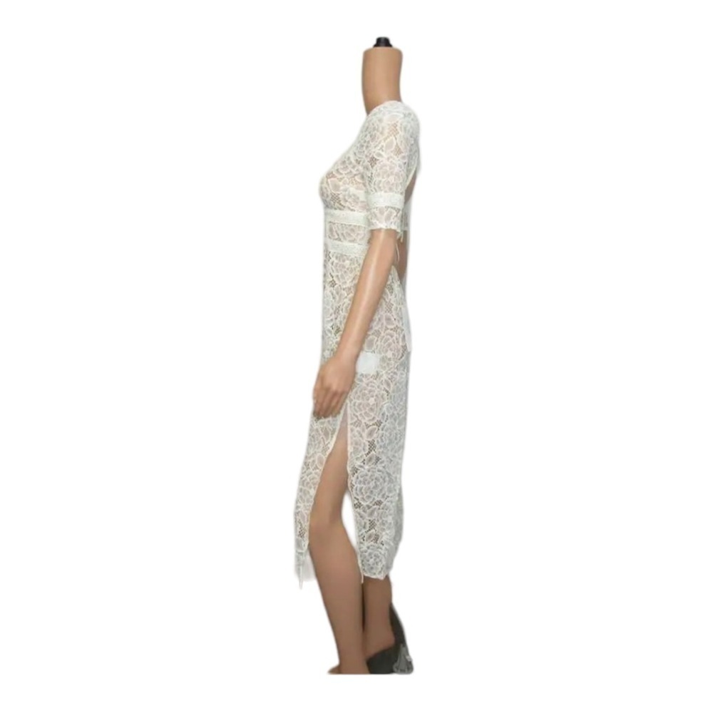 For Love & Lemons White Lace Midi Dress Open Back Bridal S NWT - Picture 14 of 15